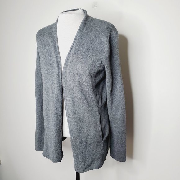 Talbots Cardigan Open Front Classic Cotton Grey M - Picture 2 of 15
